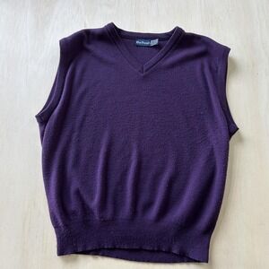 Vintage Par Four Sweater Vest Mens XL Purple V Neck Acrylic Knit Made USA Golf